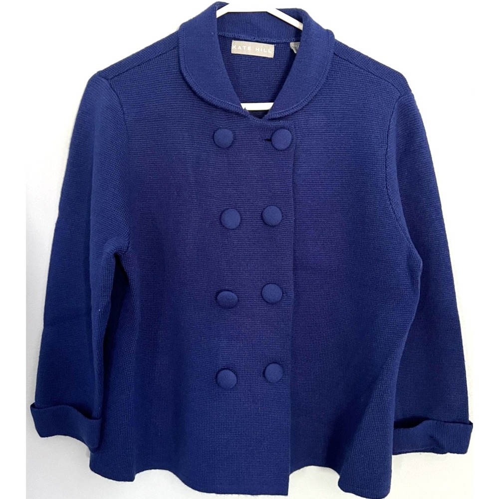Kate Hill Jacket Womens Large Double Breasted Wool Blend Button Up Vintage Style